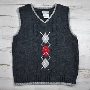 90's retro vintage gray argyle cotton blend sweater vest baby boy sz 12M preppy